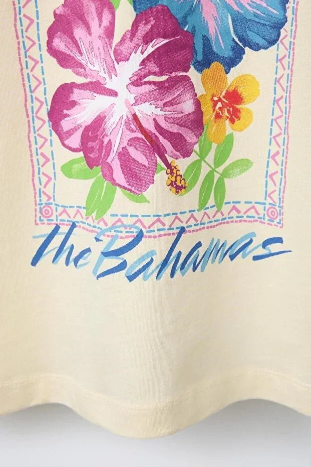 Детская футболка для девочек с принтом Summer Flowers, The Champ Clothing, Light Yellow — фото 4