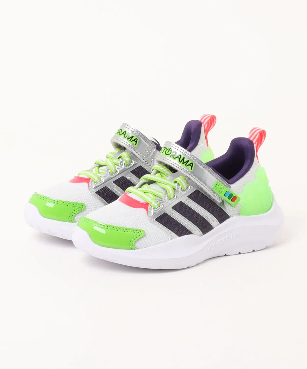 Детские кроссовки со светящейся пяткой Buzz Lightyear Adidas LIGHTORAMA RNR BUZZ EL C, White/Violet
