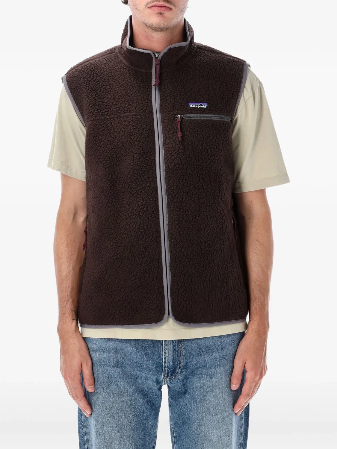 Флисовый жилет на молнии Patagonia, коричневый