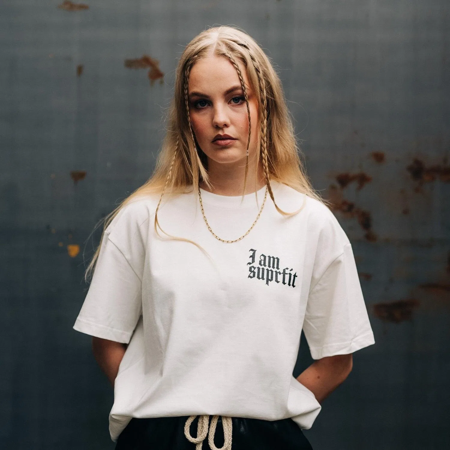 Детская свободная футболка Fearless & Unstoppable Suprfit, Offwhite — фото 4