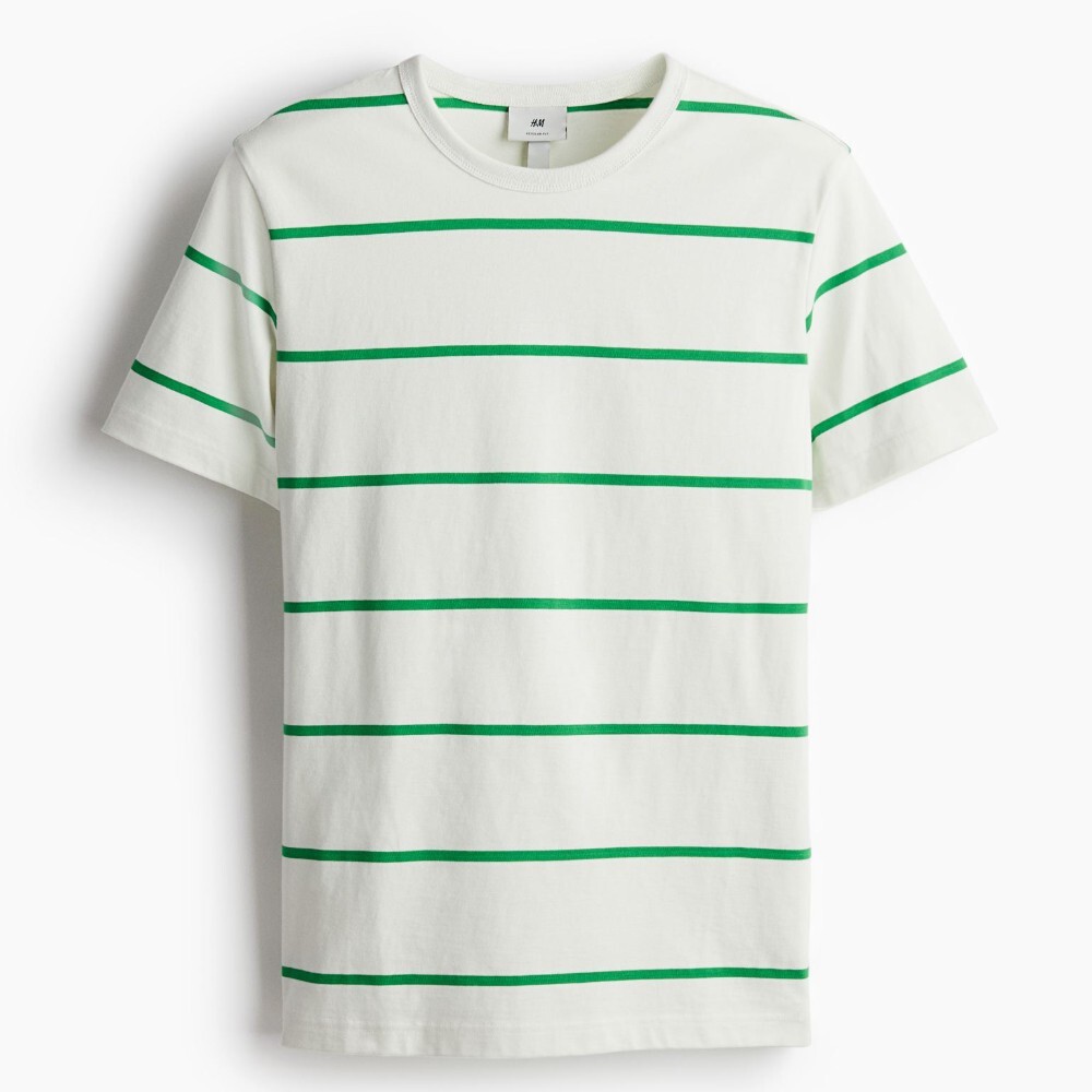 

Футболка H&M Regular Fit, белый/зеленый
