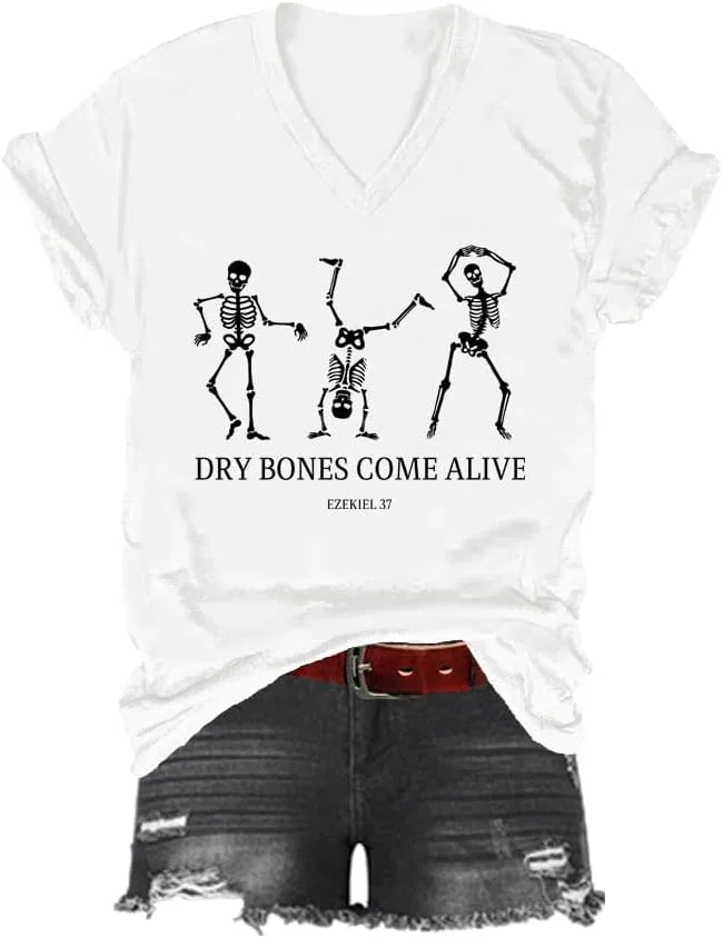 Футболка с принтом скелета Dancing Skeleton, White