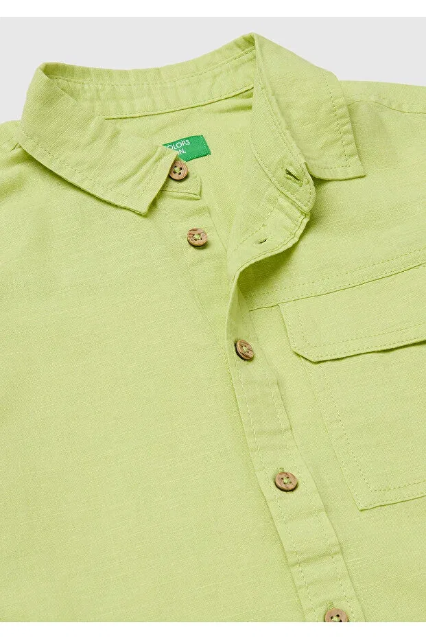 Детская рубашка для мальчиков с коротким рукавом United Colors Of Benetton, Yellow — фото 3
