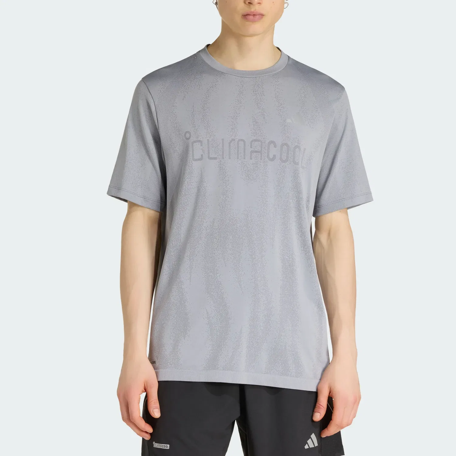 Мужская футболка с коротким рукавом Quick Dry T Shirts Adidas, Light Silver/Dark Gray — фото 3