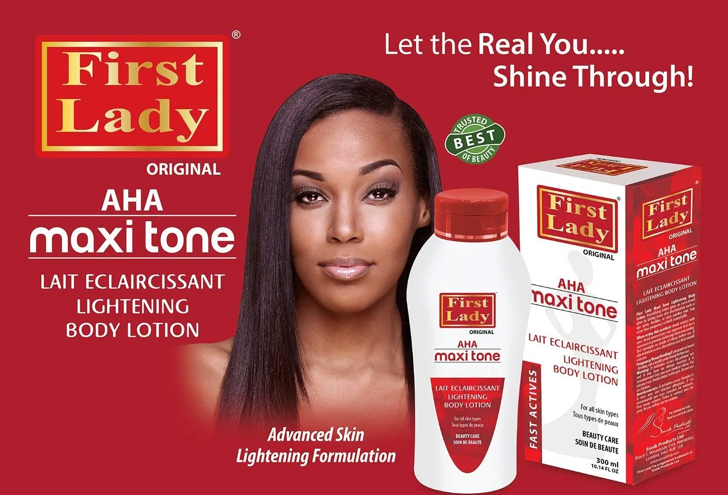 Лосьон для тела осветляющий AHA Maxi Tone, First Lady, 300мл + Масло для волос с черной касторкой, 200мл — фото 3