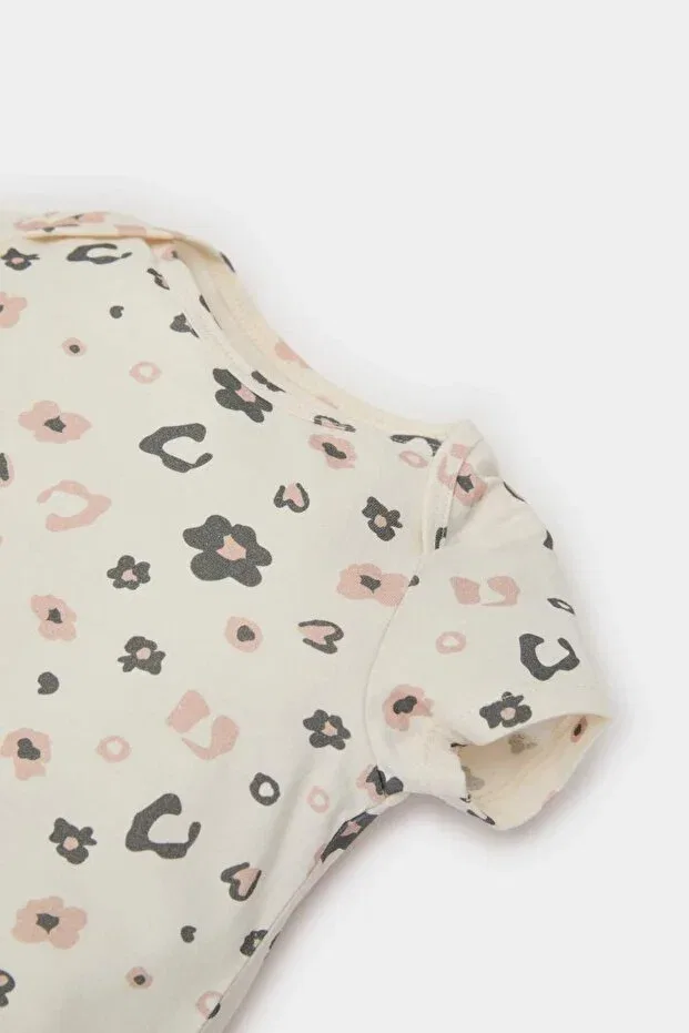 Детский комбинезон для девочек хлопковый Combed cotton 2-piece short sleeve jumpsuit baby girl newborn e4021a525sm Defacto, Pink Pn141 — фото 4