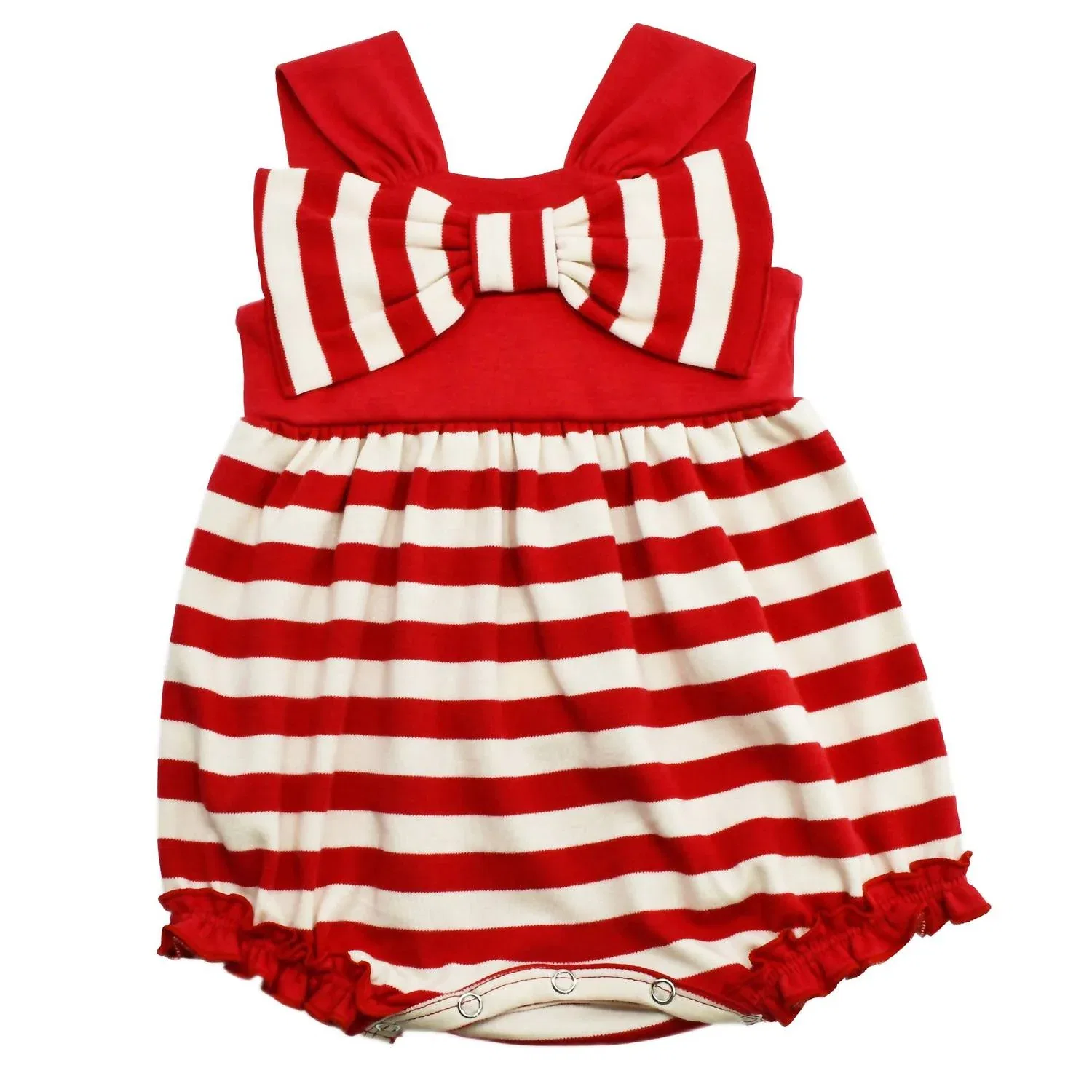 Детский боди-комбинезон для девочек с бантом Bow Love Lemon Loves Layette, True Red/Ivory — фото 2
