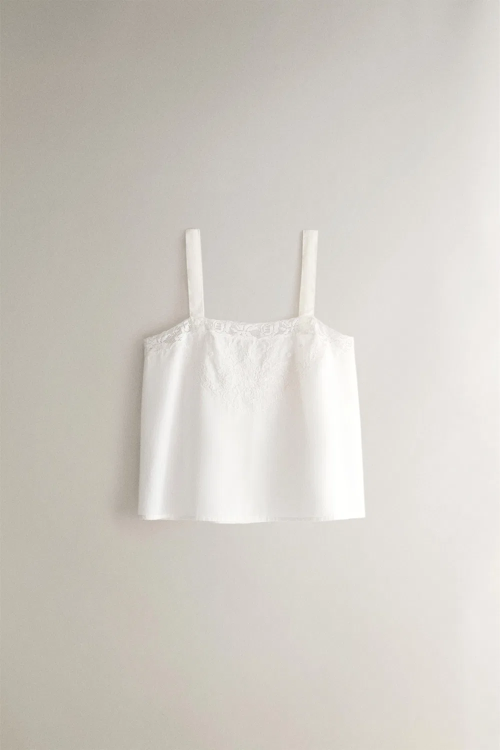 Хлопковый топ с вышивкой ZARA, Oyster-white