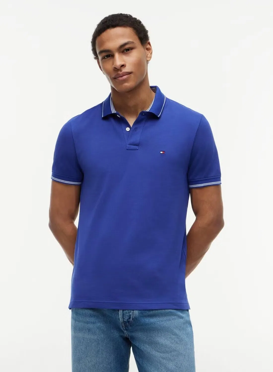 Поло с полосатым воротником Heritage regular fit Tommy Hilfiger, синий