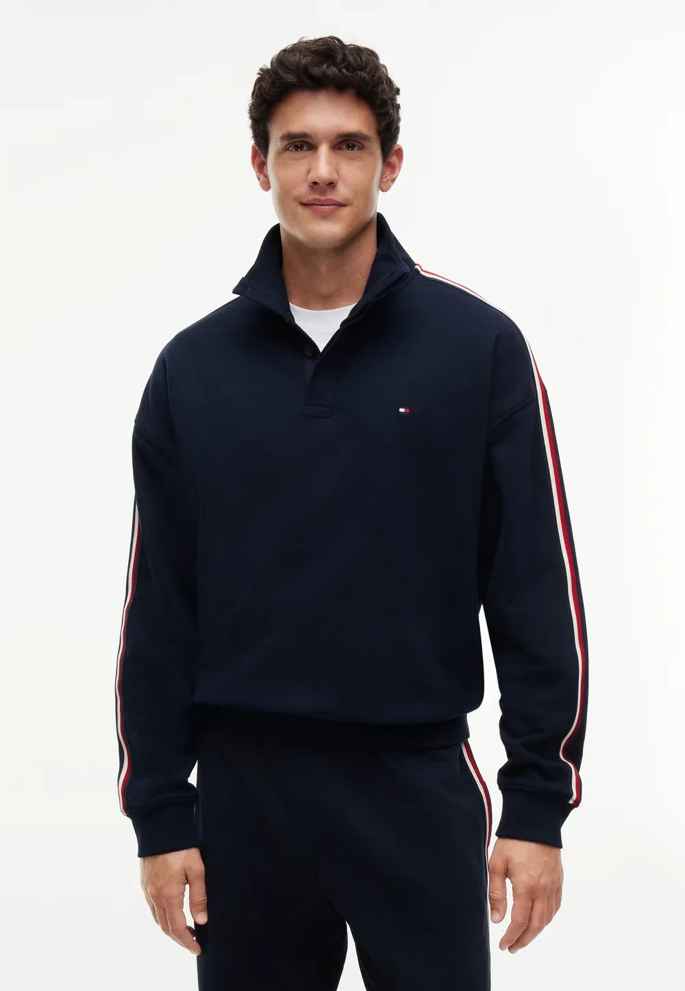 Рубашка на половину пуговиц - th global stripe lg - пижамная рубашка Tommy Hilfiger, Navy Blue
