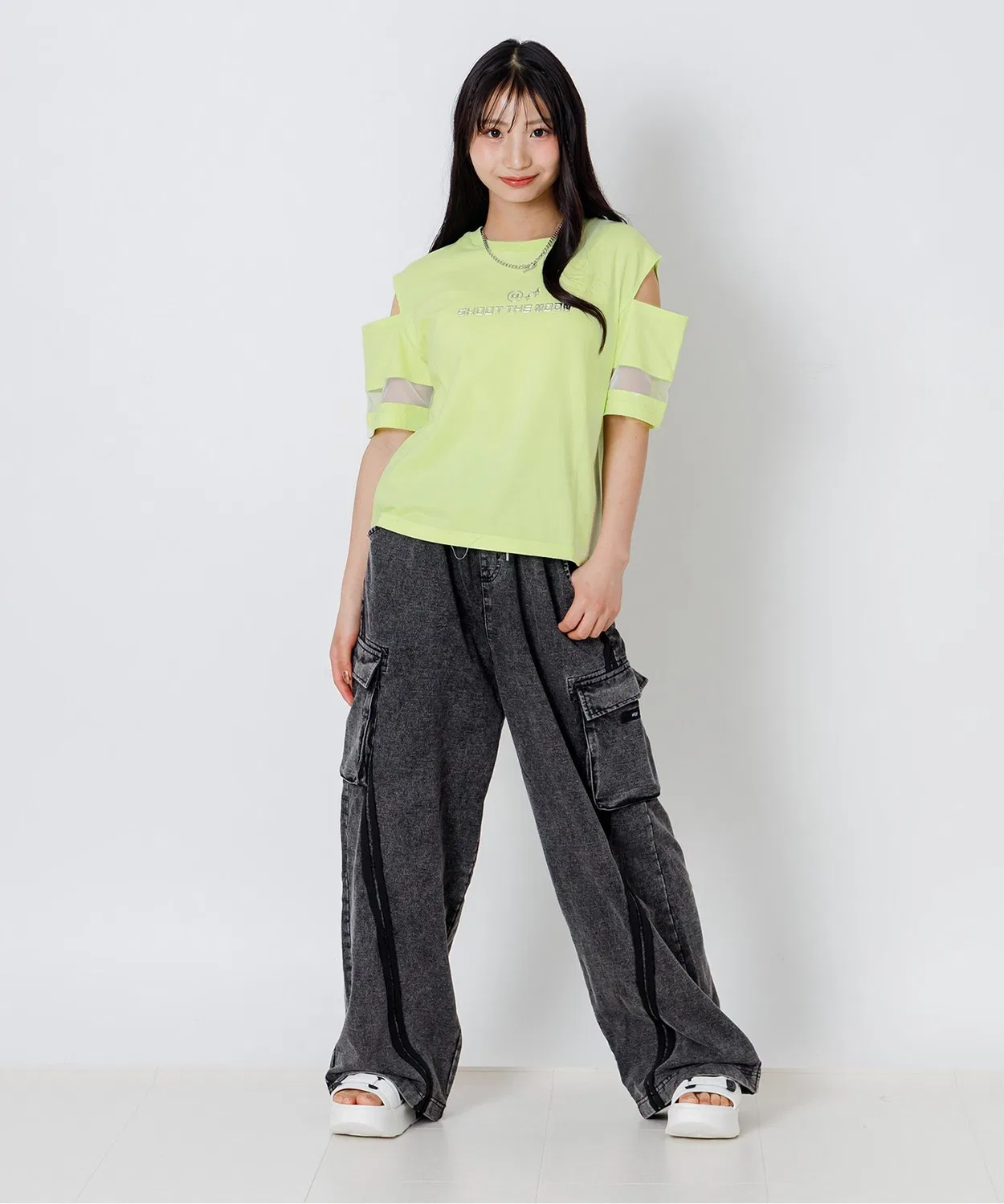 Детская футболка с открытыми плечами и металлическим логотипом algy, Off White — фото 4