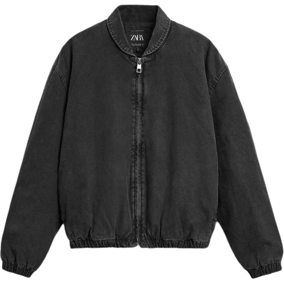 Мужская джинсовая куртка с воротником-стойкой Other, ZARA, Black