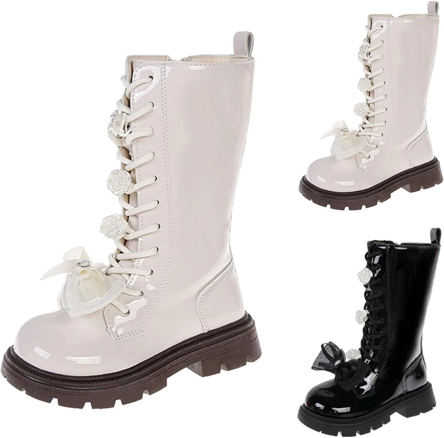 Детские сапоги для девочек с принтом розы Princess Fashion Riding Shoes, Beige
