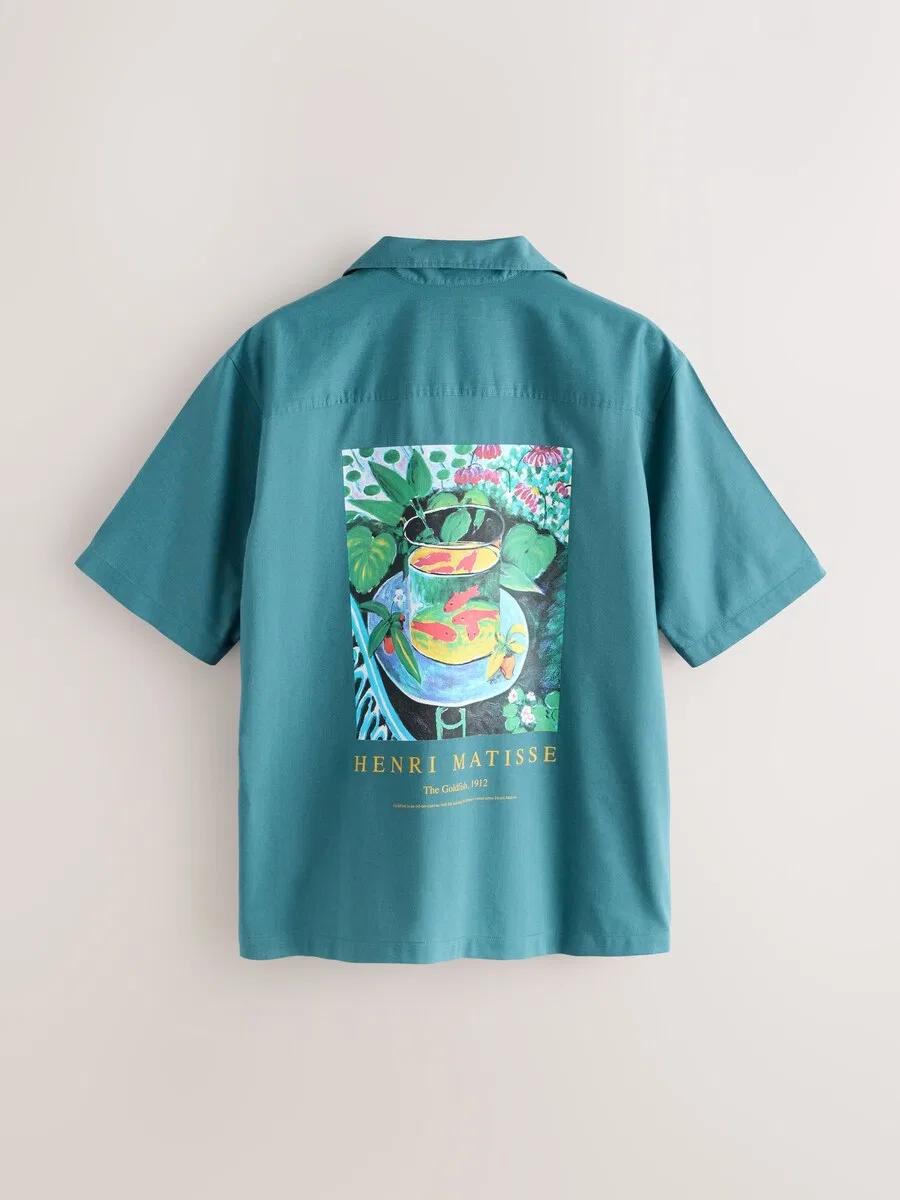 Рубашка Next Regular fit Button Up Shirt 'Matisse' в бирюзовом и светло-голубом цветах — фото 2