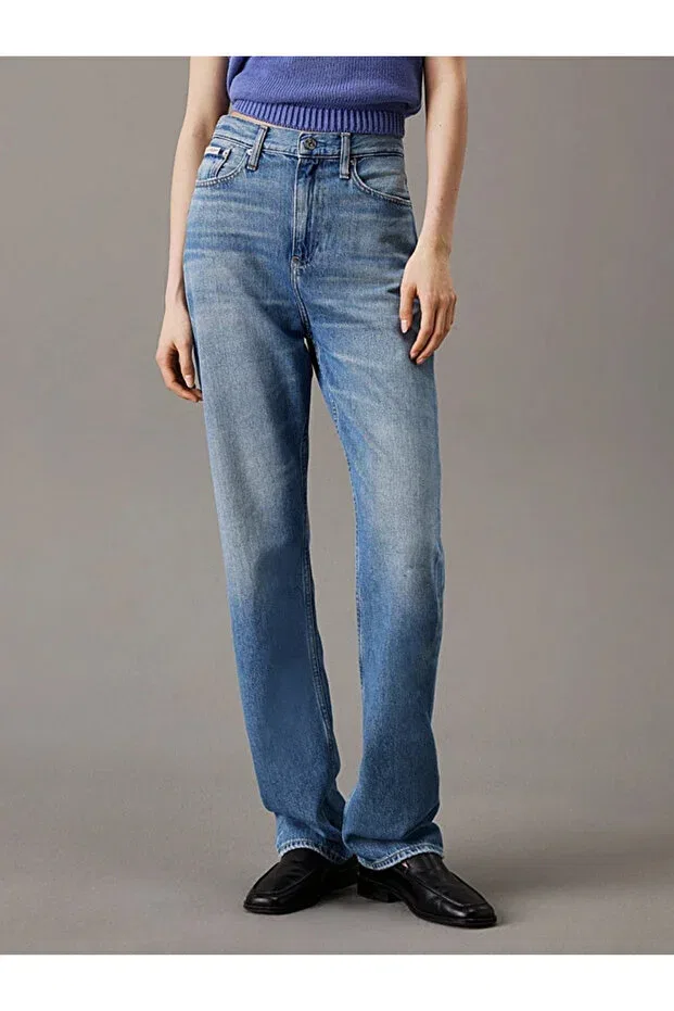 Женские джинсы прямые с высокой посадкой Calvin Klein, Blue