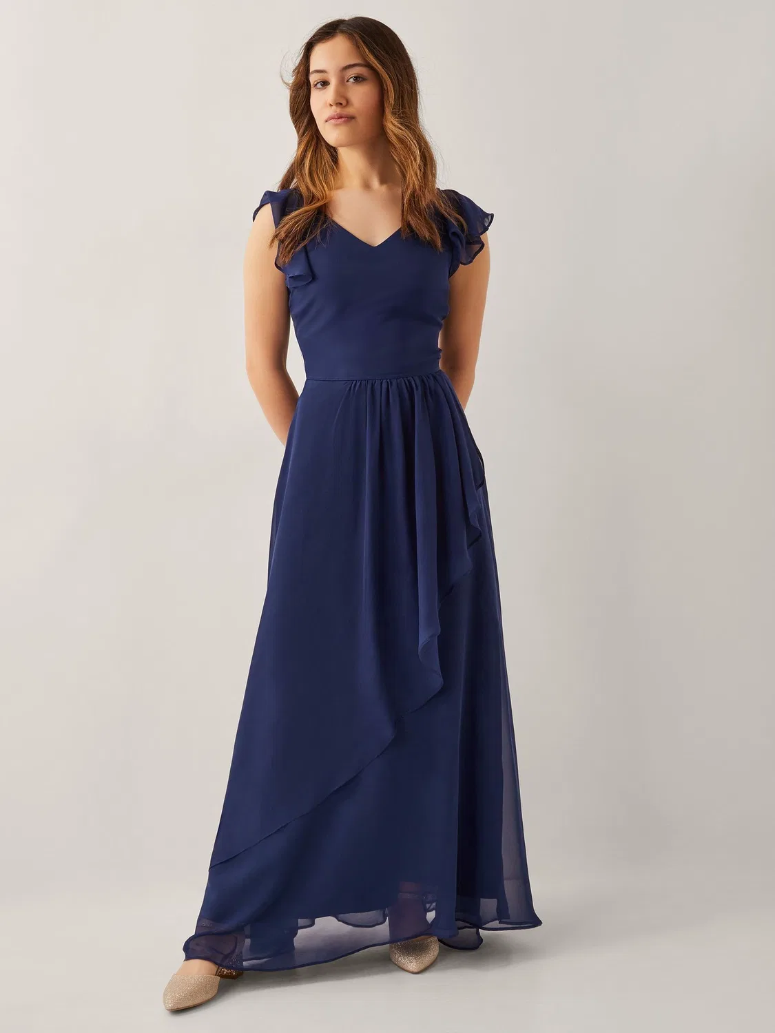 Платье для выпускного с асимметричным передом Monsoon Indi Tie-Back Monsoon, Navy Blue