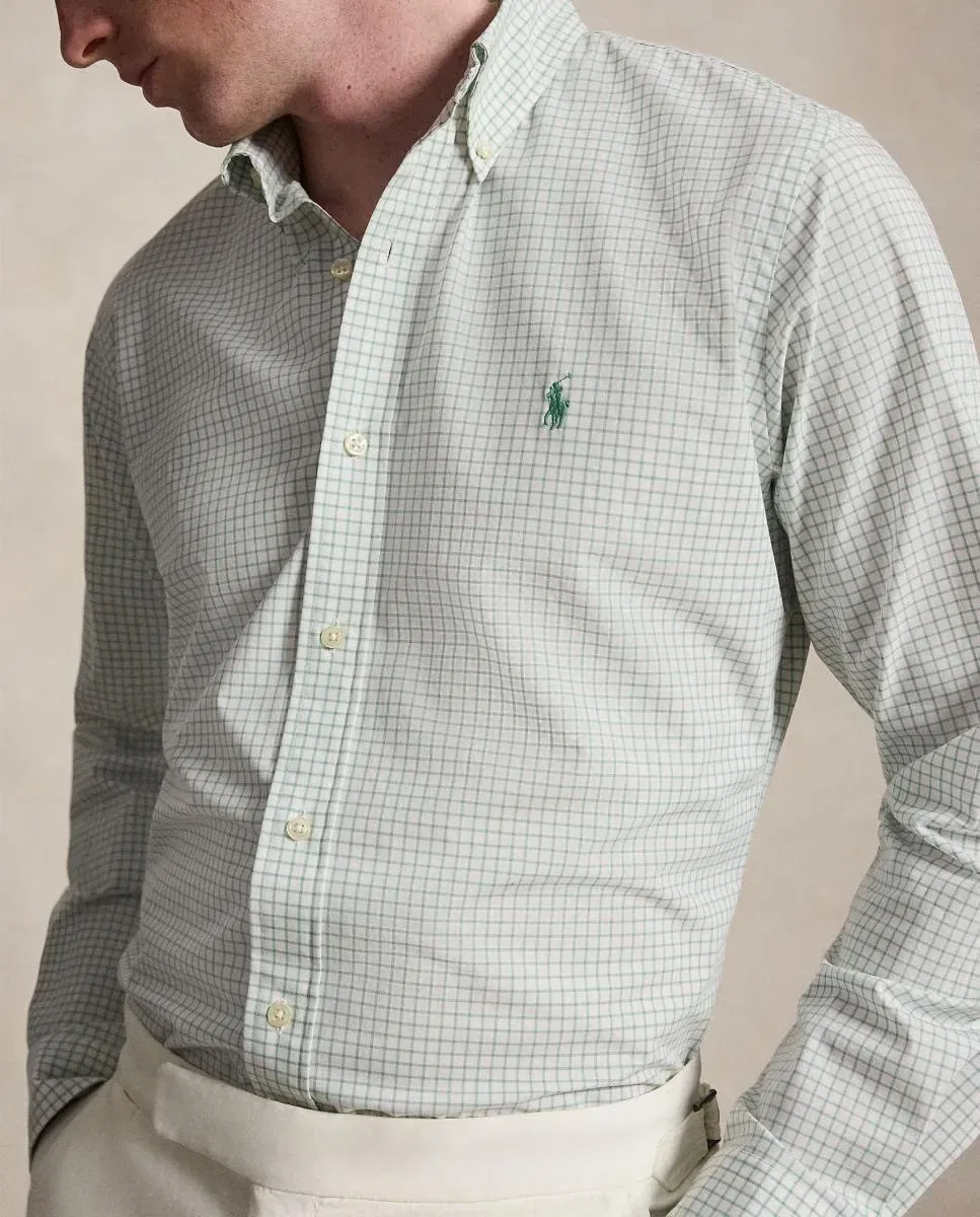 Мужская рубашка Regular Fit из эластичного поплина Polo Ralph Lauren, Verde Menta — фото 3