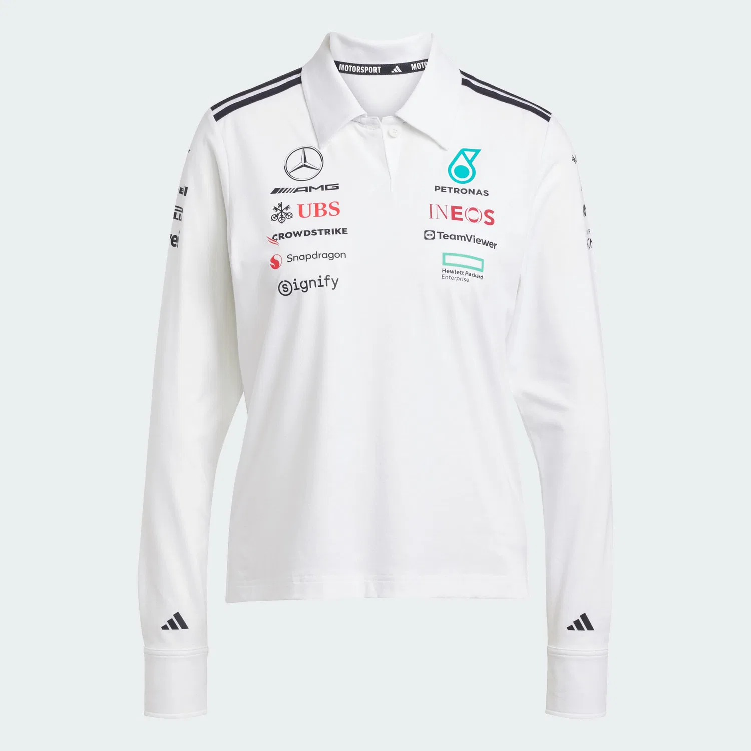 Мужское поло с принтом Mercedes-AMG Petronas Formula One Team Adidas, Weiß Schwarz — фото 2