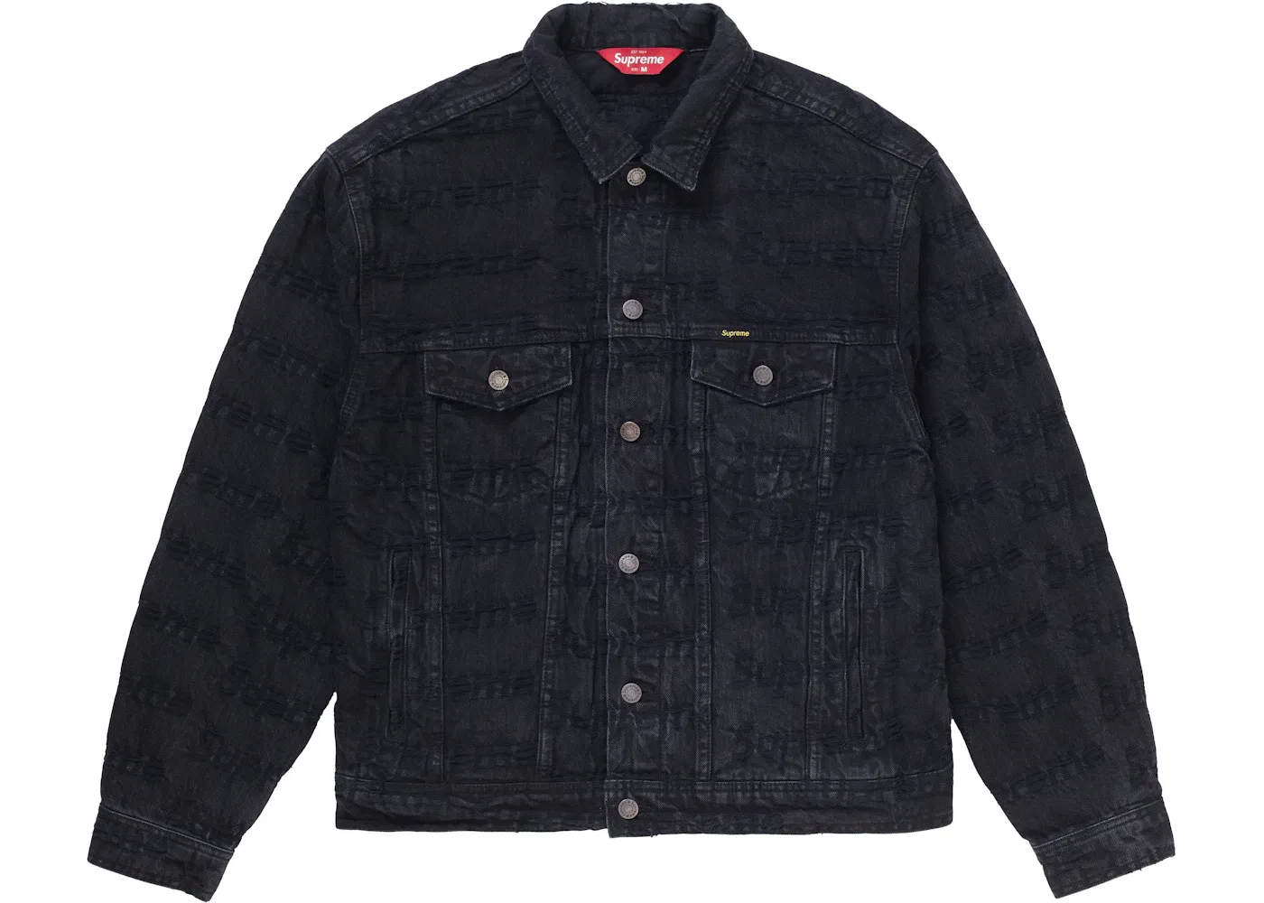 Мужская джинсовая куртка с принтом Frayed Logos Supreme, Black