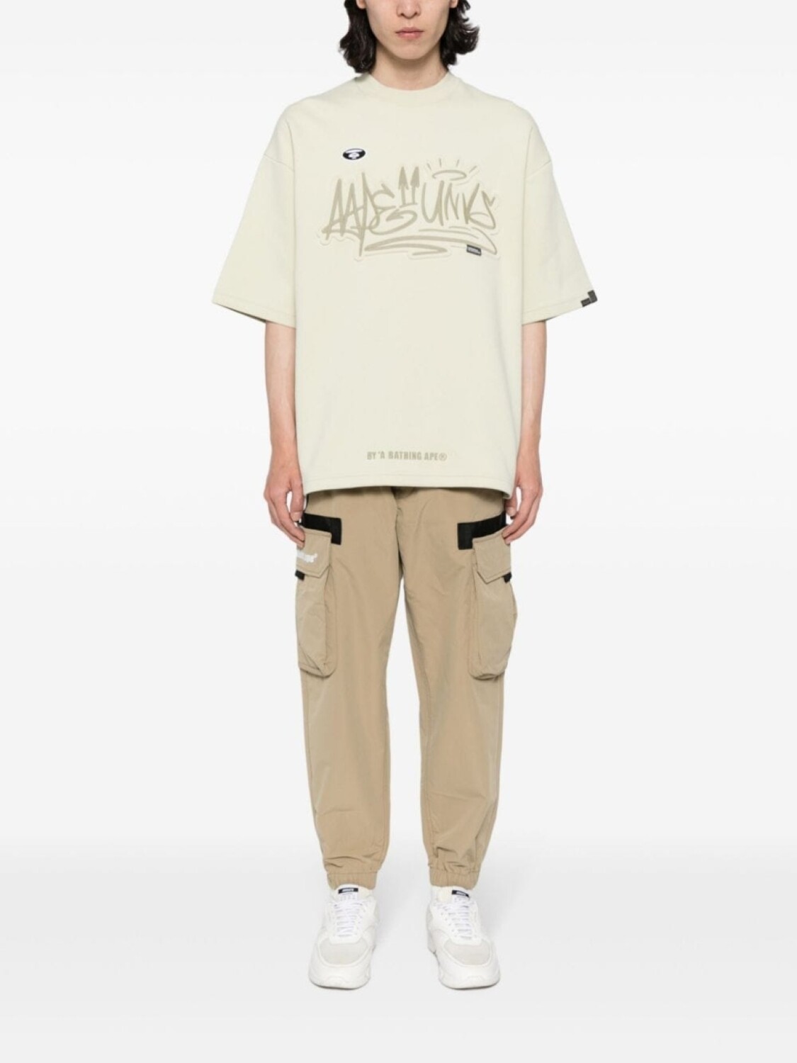 

AAPE BY *A BATHING APE зауженные брюки карго с логотипом, серый