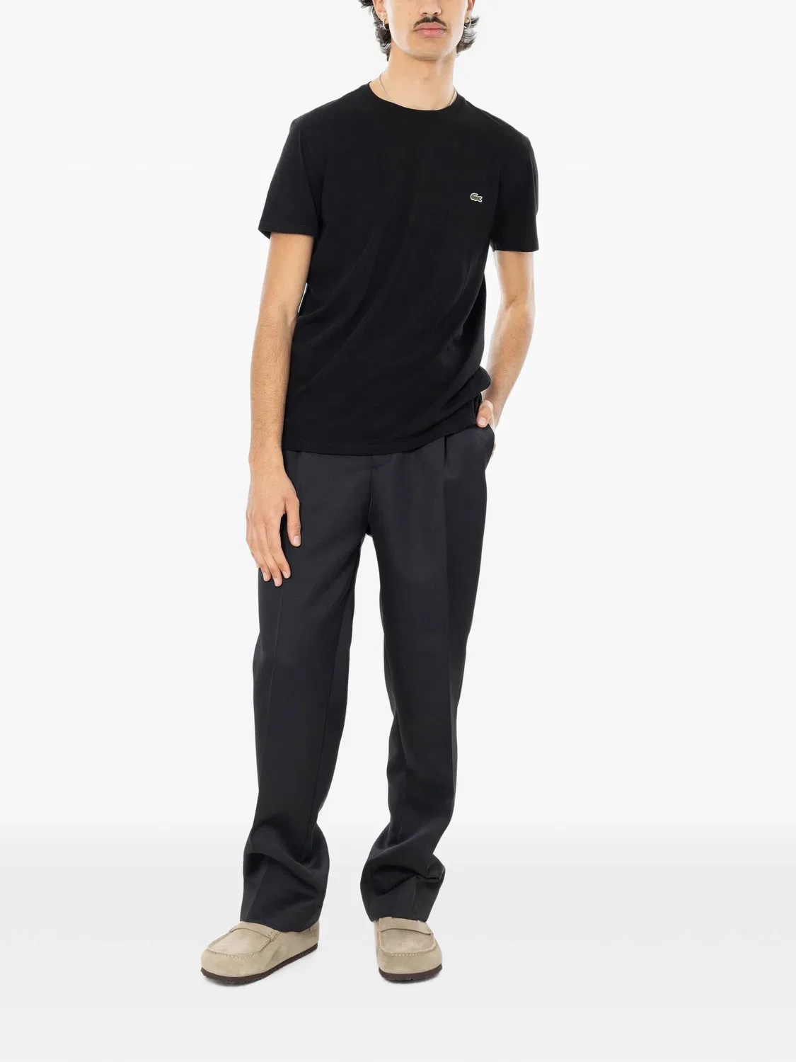 Футболка из хлопка пима черная Lacoste, черный — фото 3
