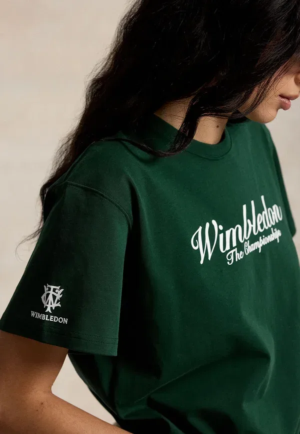 Футболка с принтом 100% хлопок Wimbledon logo cotton jersey tee Polo Ralph Lauren, Refined Navy — фото 4