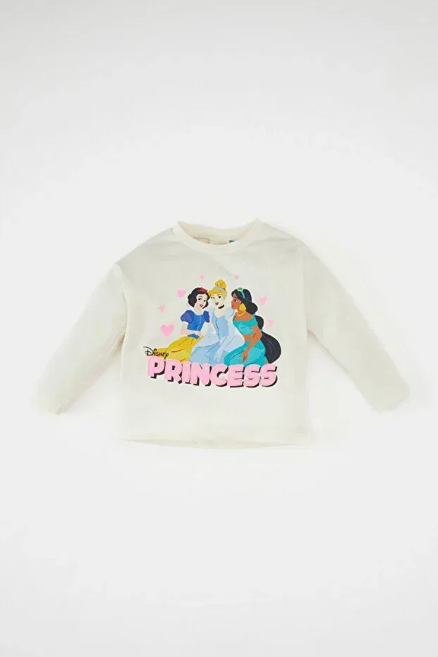 Детская футболка для девочек с длинным рукавом Disney Princess Defacto, Ekru-Er99