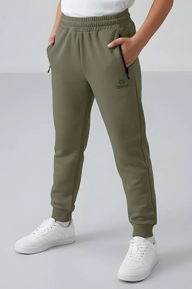 Детские спортивные штаны для мальчиков с застежкой-молнией Tommy Life, Khaki — фото 4