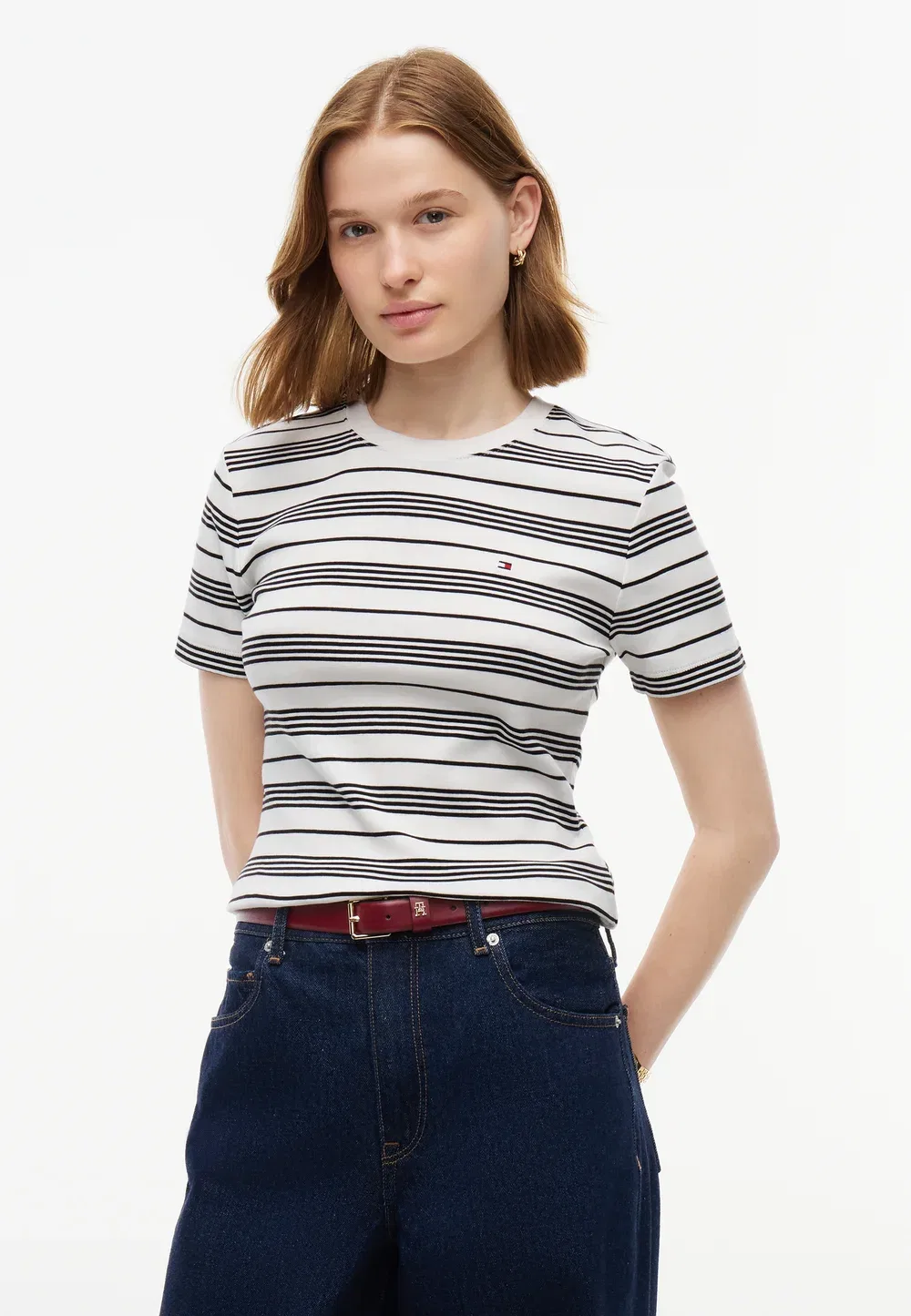 Футболка приталенного кроя с принтом Tommy Hilfiger, Ecru/Black