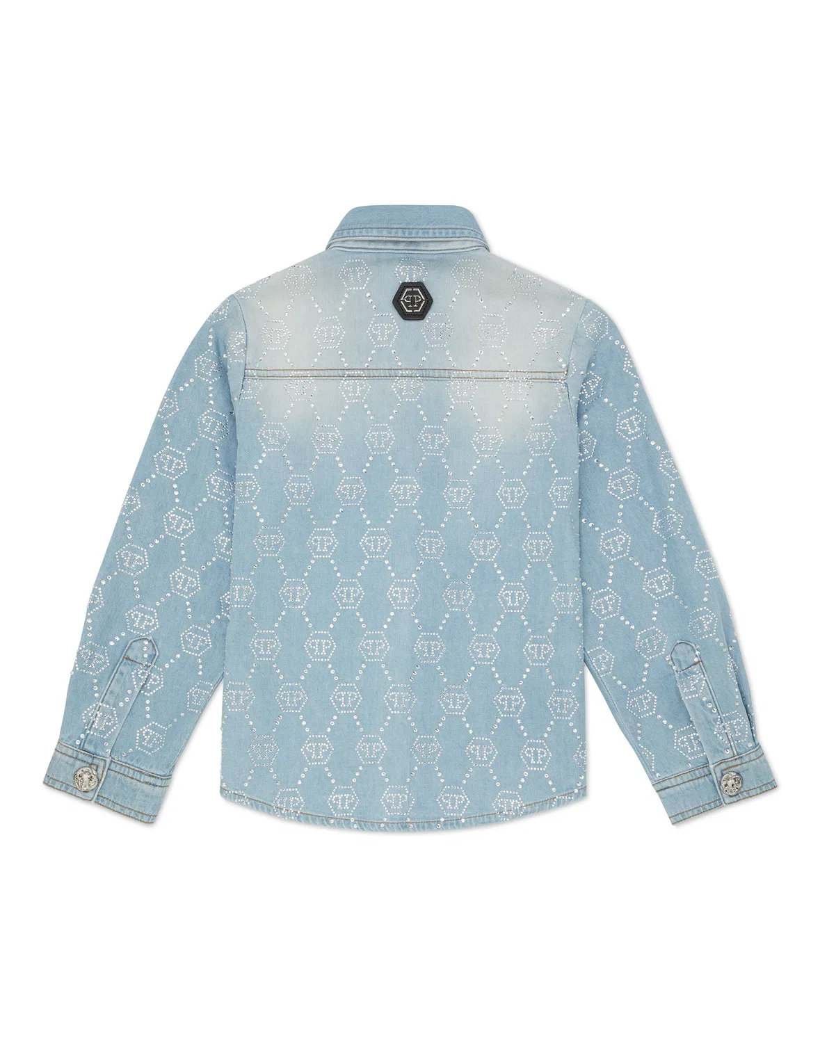 Детская рубашка из денима с монограммой из страз Monogram Strass PHILIPP PLEIN, Coted'Azure — фото 2