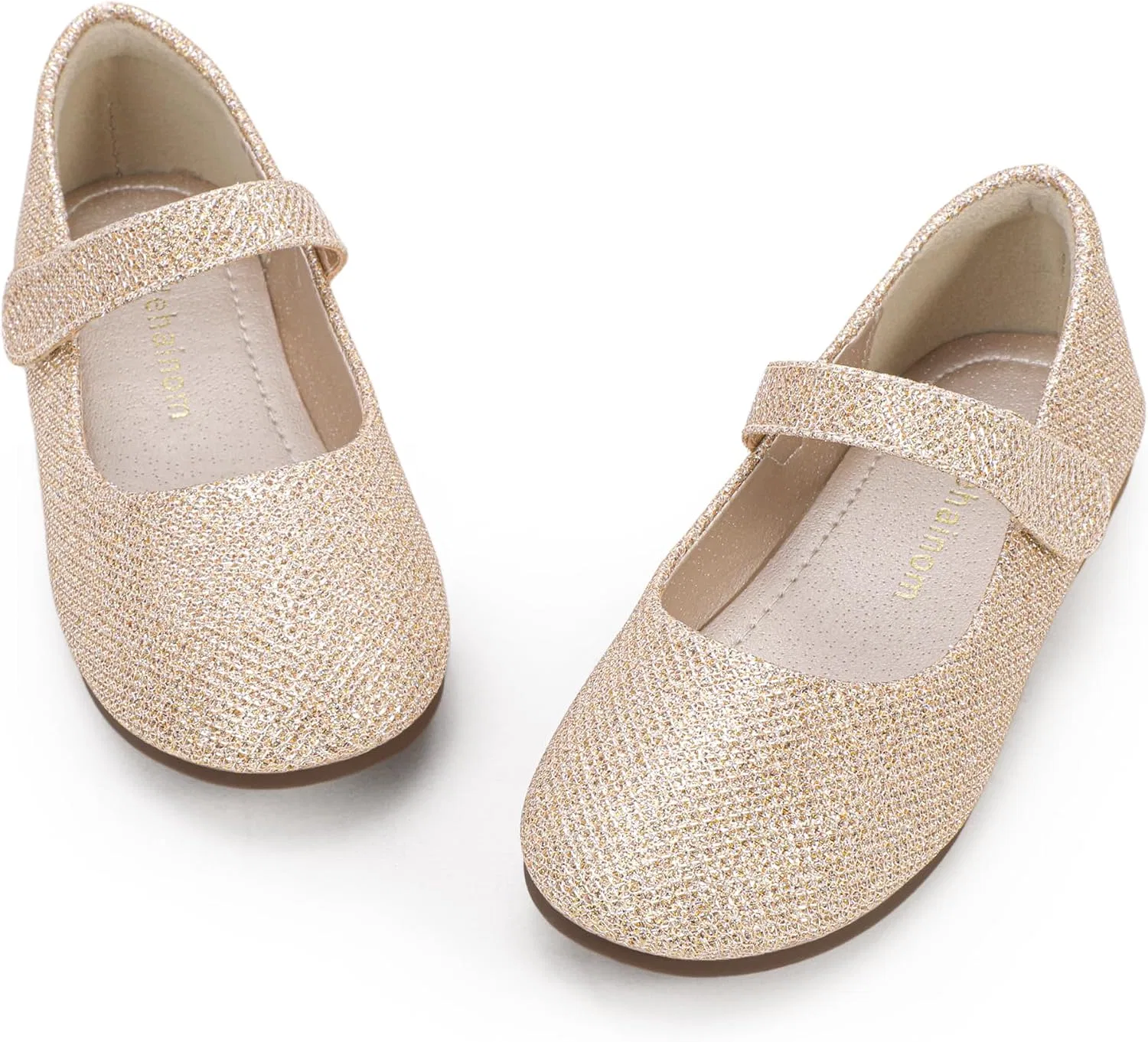 Детские туфли для девочек балетки Mary Jane Hehainom, Gold Glitter