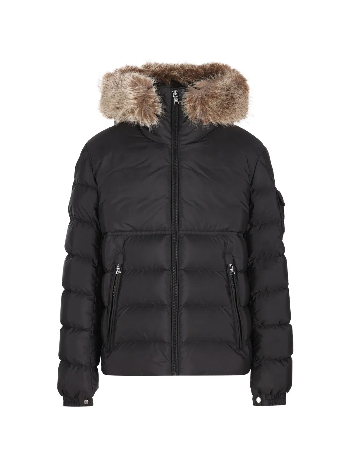 Новое стеганое пальто Byronf с отделкой из искусственного меха Moncler Enfant, черный