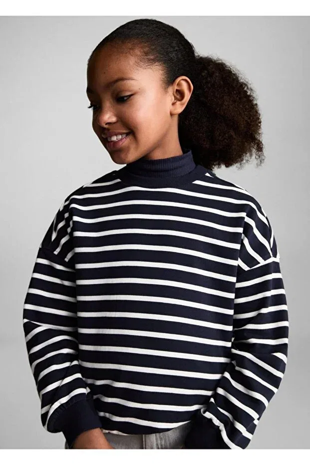 Детские свитшот для девочек в полоску Mango Kids, Navy Blue