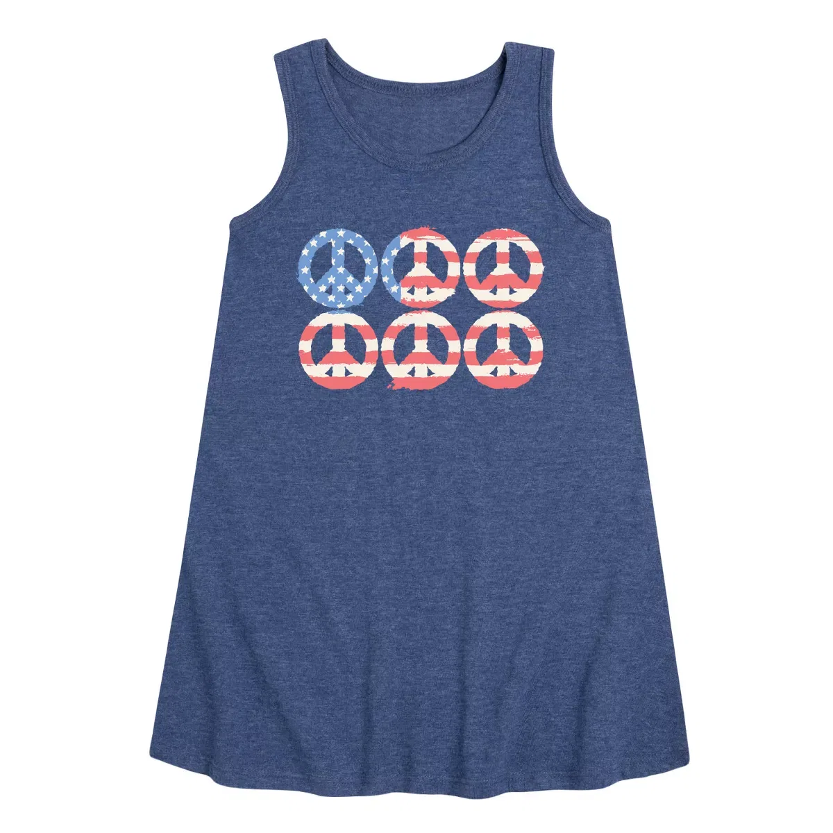Детское платье без рукавов с принтом Peace Flag Instant Message, Heather Navy