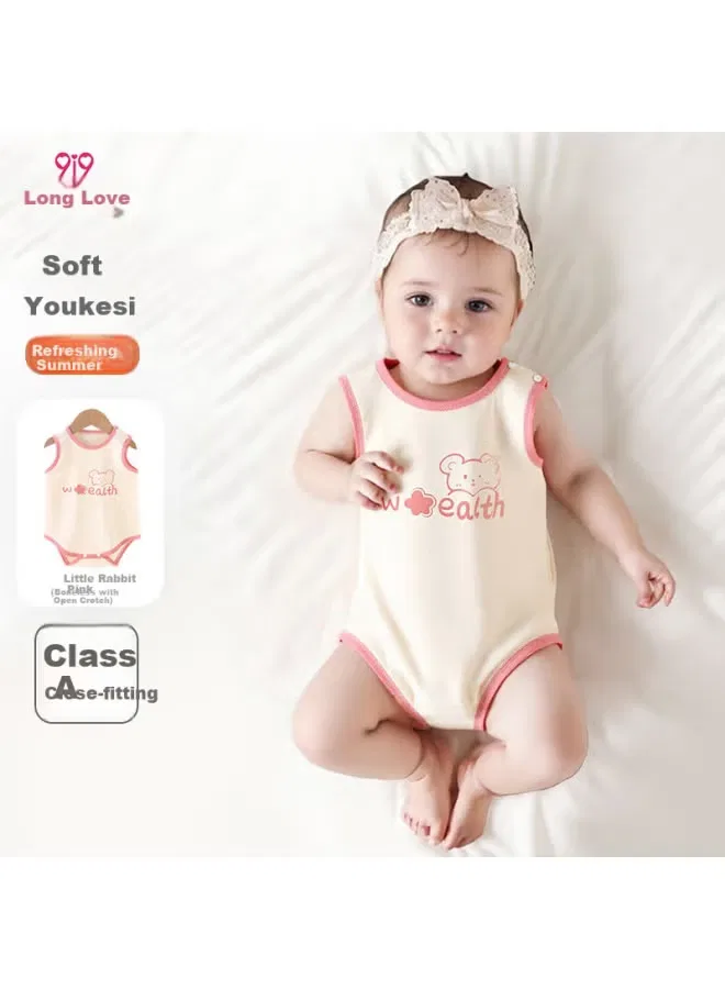 Боди-комбинезон без рукавов для малышей с принтом медвежонок F2 Bear 9I9, розовый