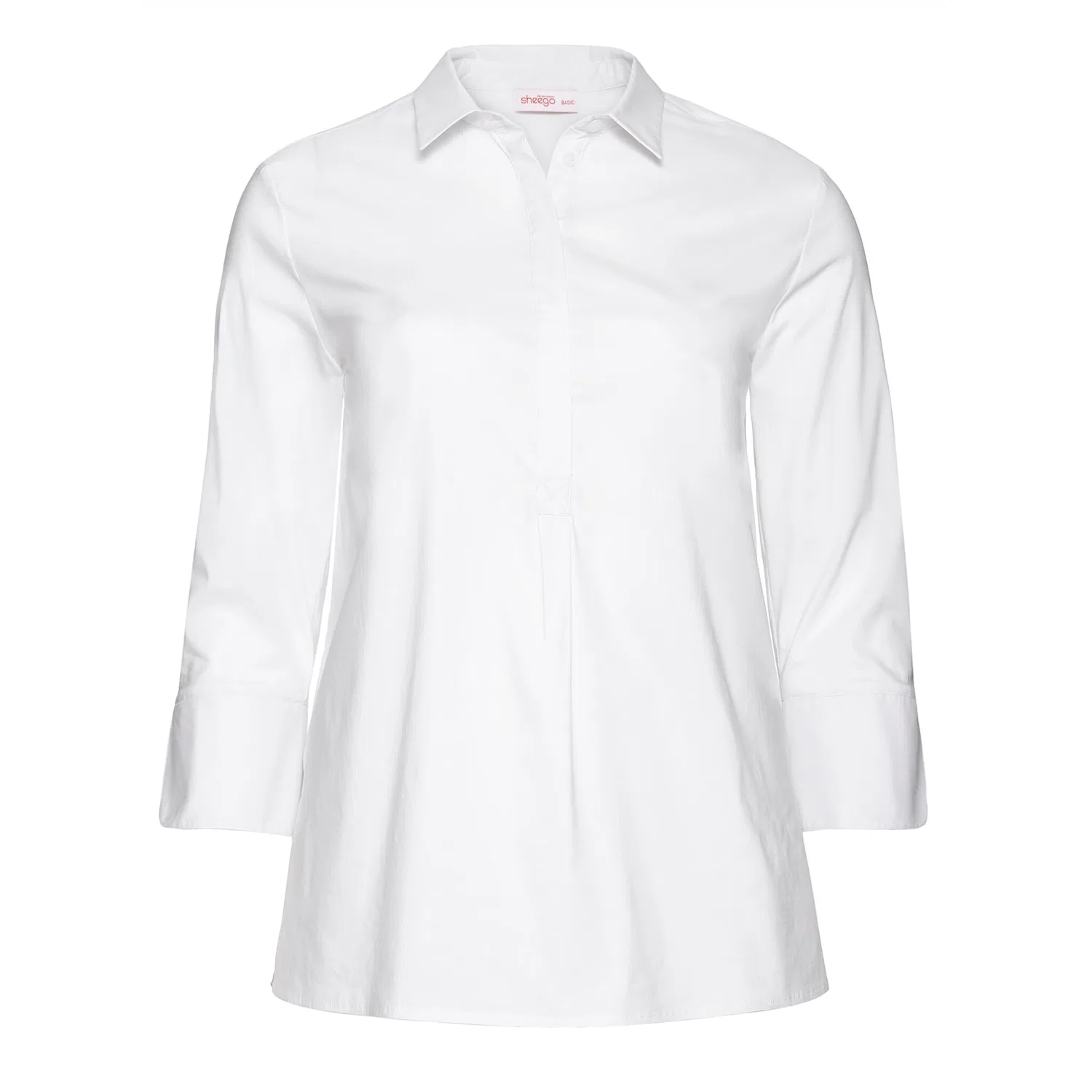 Женская длинная блуза с потайной застежкой Sheego, White — фото 3