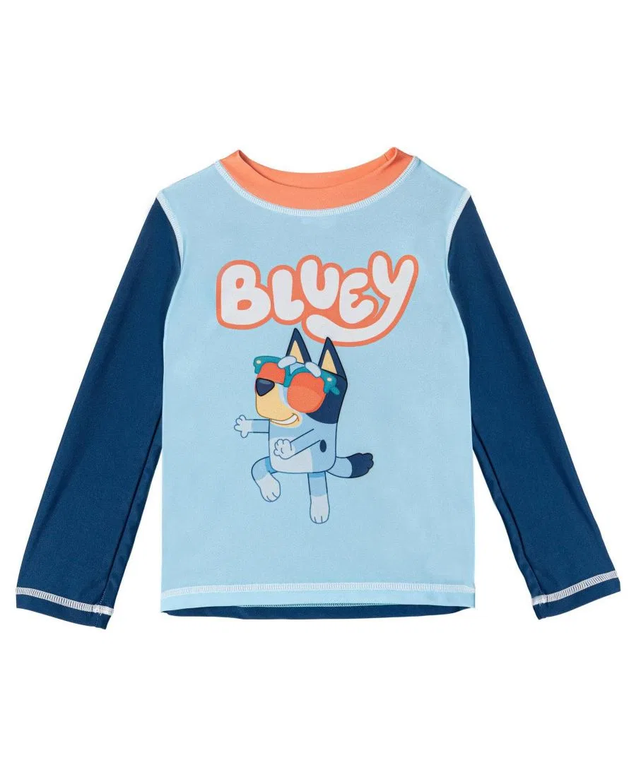 Комплект из рашгарда с длинным рукавом и плавок Bluey, Light Blue Navy — фото 3