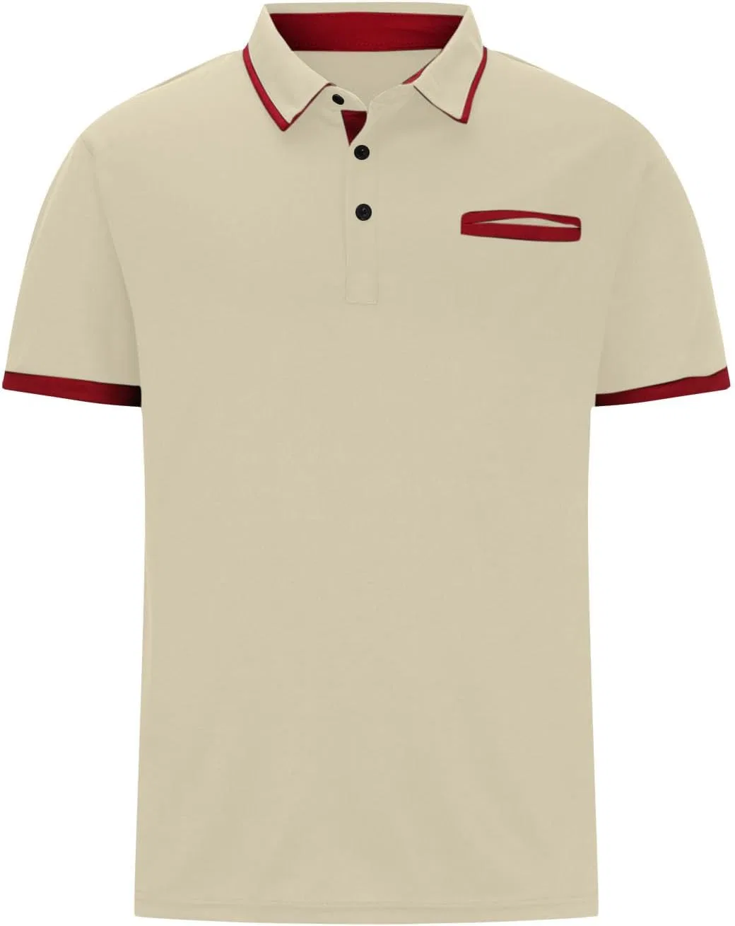 Мужская футболка с цветовыми блоками и полосками Slim Fit, Khaki — фото 3