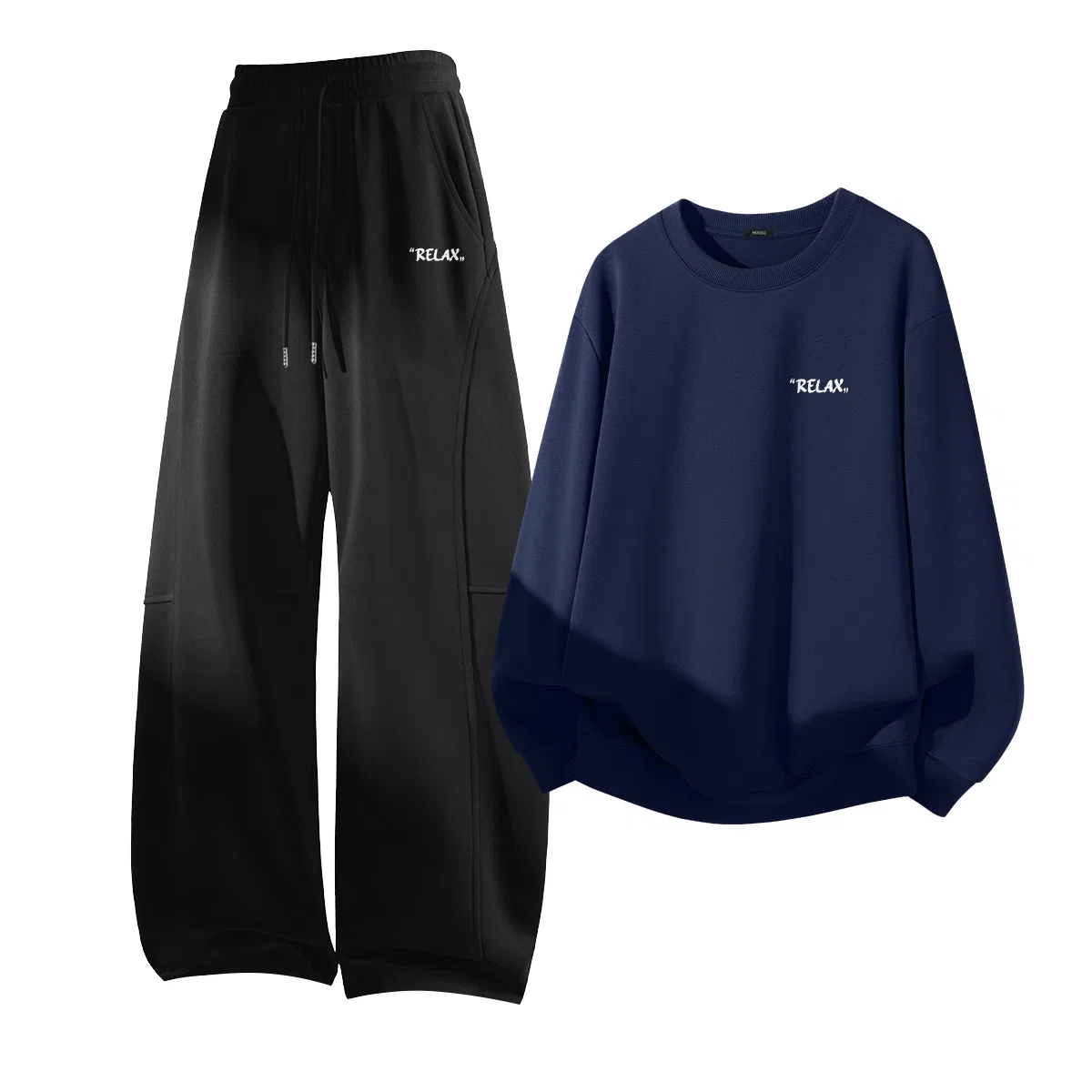 Комплект свитшотов детский с логотипом MINISO, Aurora Purple + Dark Gray — фото 3