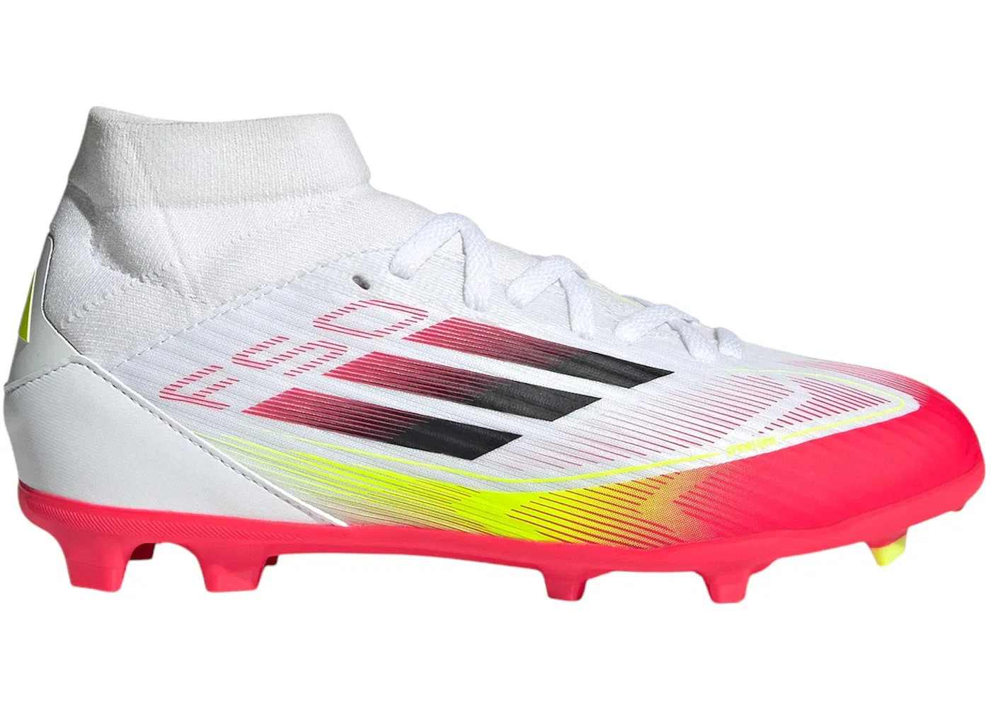 Детские бутсы с фиксированной/многоземельной подошвой F50 League Adidas, Cloud White Core Black Solar Yellow