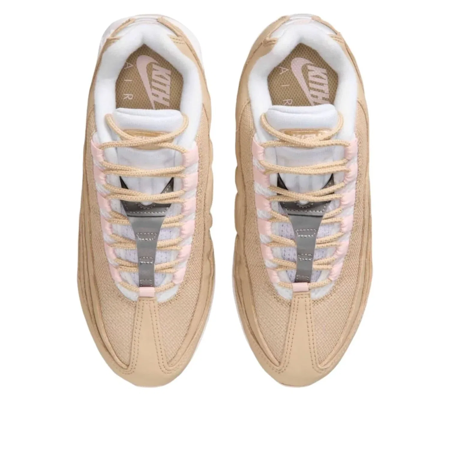 Детские кроссовки с текстильным верхом Kith Air Max 95 'Linen' Nike, Linen/Atmosphere/White/White/White/White — фото 3