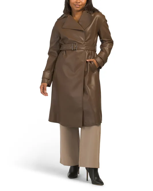 

Тренч из искусственной кожи Bcbgmaxazria, цвет Cocoa