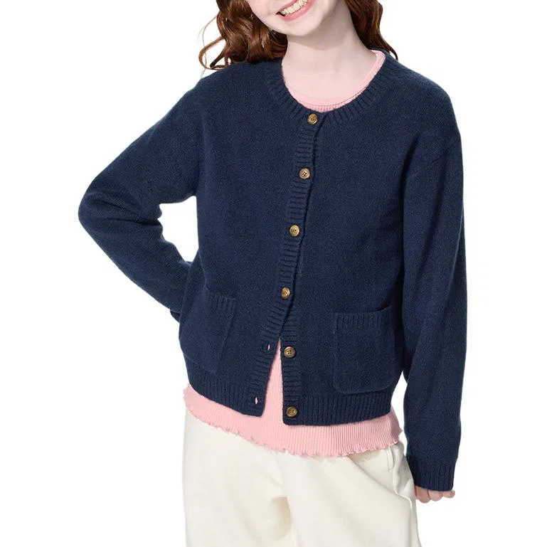 Детский свитер с круглым вырезом Navy Blue UNIQLO