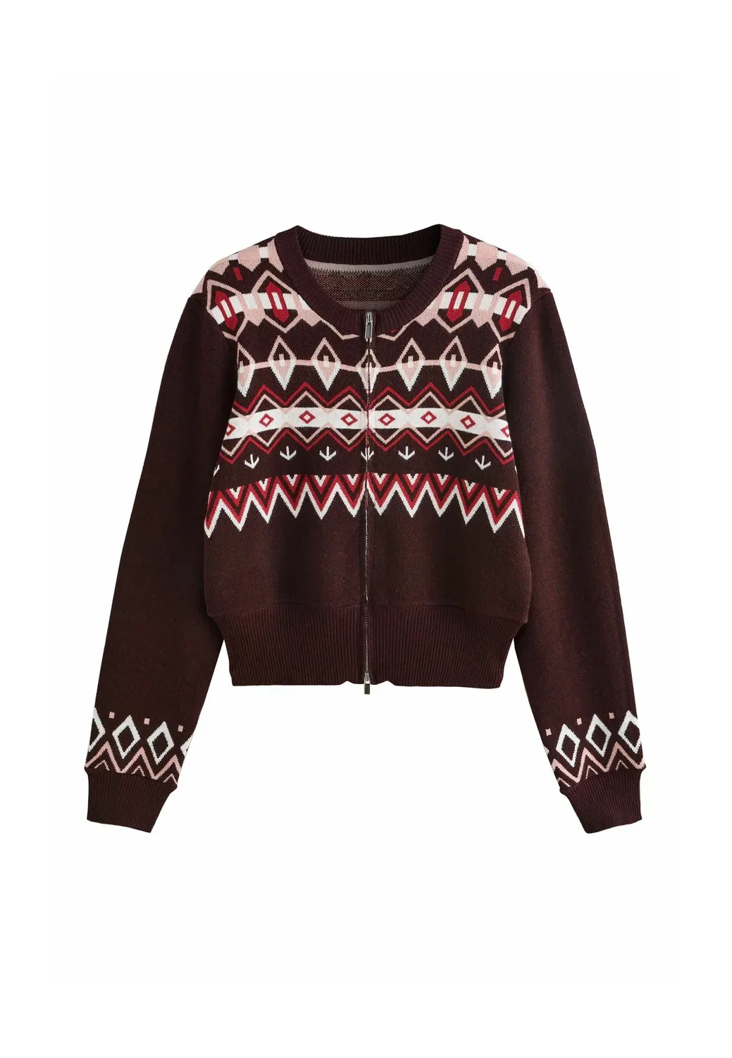 Уютный кардиган на молнии - кардиган Next, Wine Fairisle