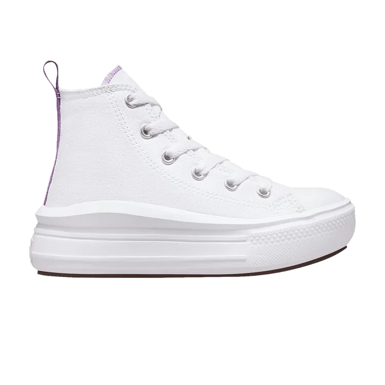 Кроссовки Converse Chuck Taylor All Star Move Platform GS 'White Pixel Purple', белый
