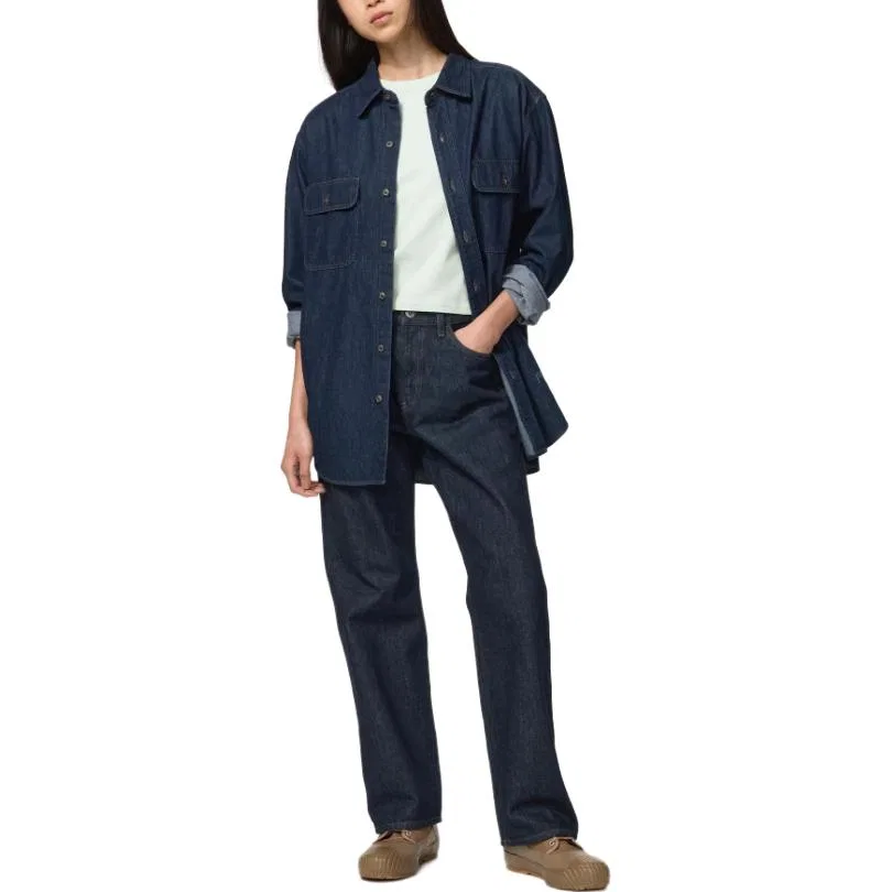 Детская джинсовая рубашка UNIQLO, Blue — фото 3
