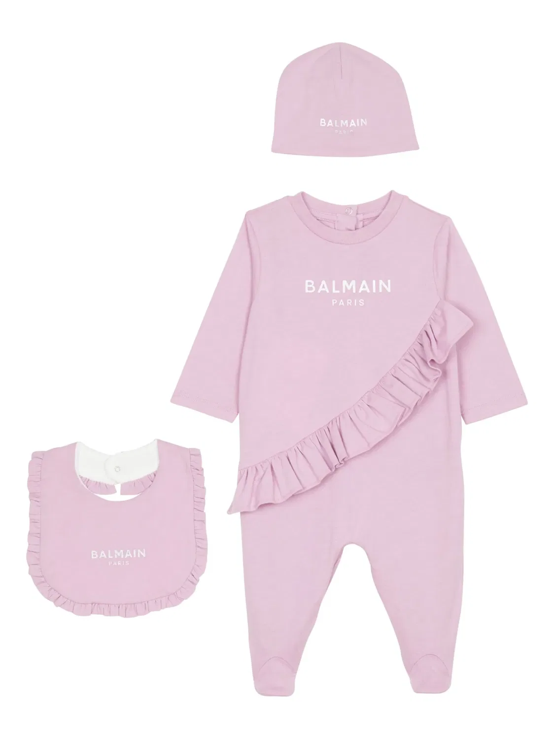 Комплект боди с логотипом Balmain, розовый