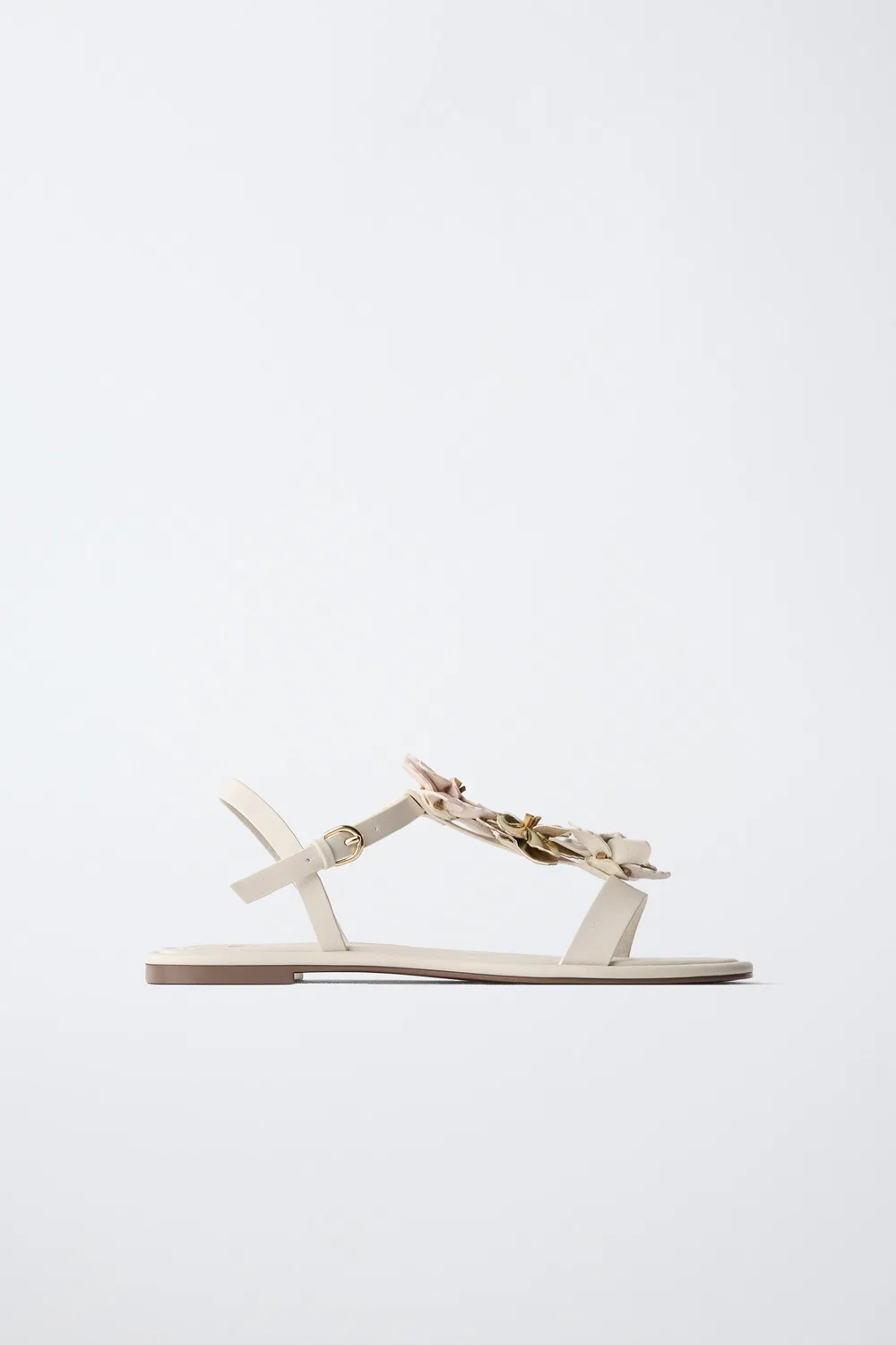Цветочные сандалии ZARA, White