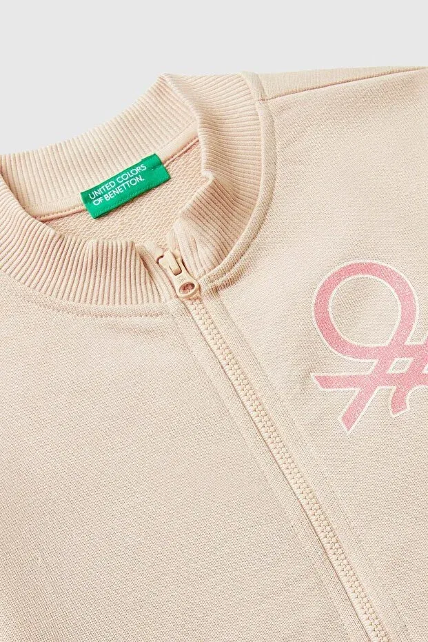 Детский кардиган для девочек с принтом Benetton, Pink — фото 3