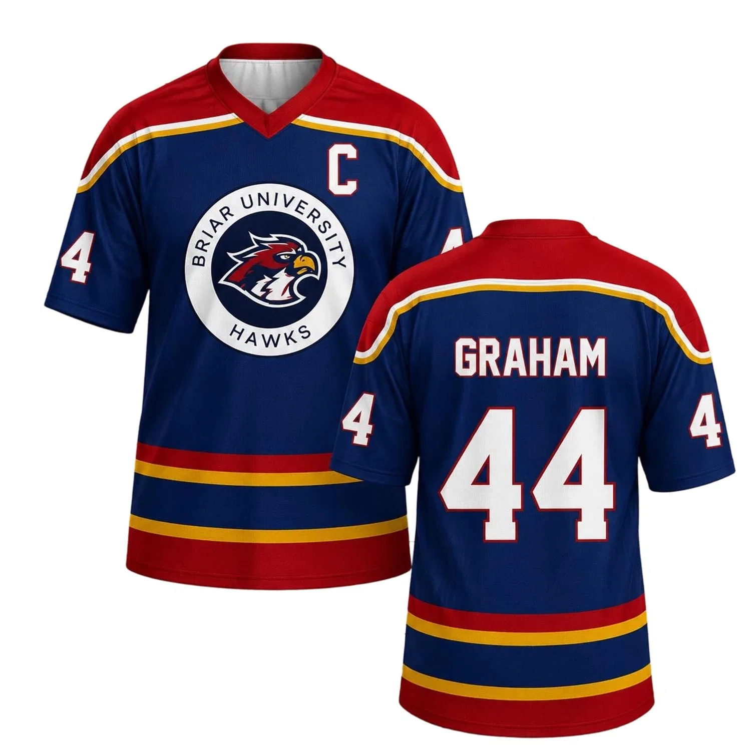 Мужская футболка с v-образным вырезом Briar U Hockey Jersey Graham 44 & Logan 22 & Tucker 46 & Laurentis 66, C09